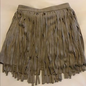 Suede fringe skirt
